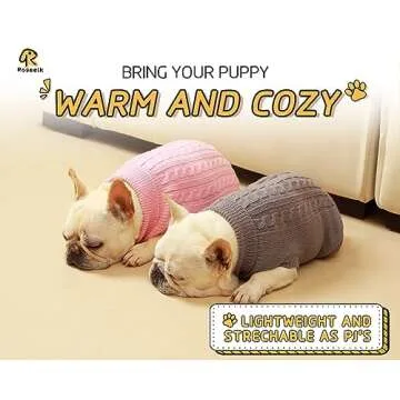 Roseelk 2 Pack Dog Sweaters for Small Dogs - Puppy Medium/Large Size Warm Clothes Winter, Turtleneck Pullover Design for Male Girl Pet, Doggie, Kitten Chihuahua Bulldog Pug Beagles (XL, Grey. Pink)