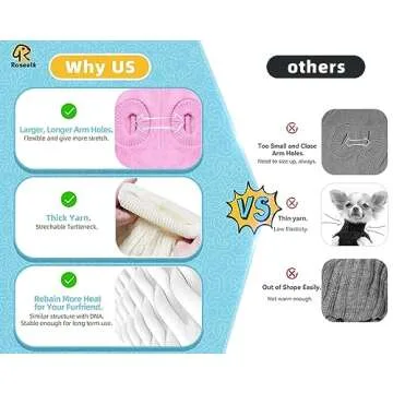 Roseelk 2 Pack Dog Sweaters for Small Dogs - Puppy Medium/Large Size Warm Clothes Winter, Turtleneck Pullover Design for Male Girl Pet, Doggie, Kitten Chihuahua Bulldog Pug Beagles (XL, Grey. Pink)