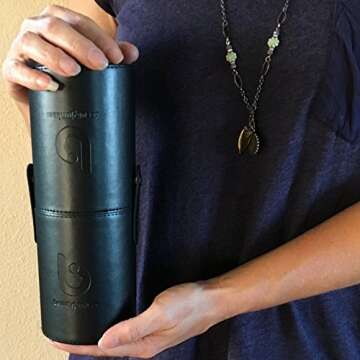 Beauty Junkees Vegan Leather Makeup Brush Holder  Organizer