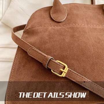 LEVDRO Retro Top-Handle Tote Bag, Suede Tote Bag for Women, Vintage Handle Bag (Brown,Small)