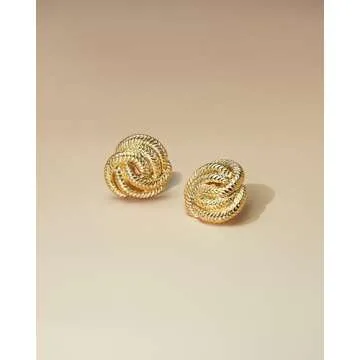 Sngia Gold Button Spiral Statement Earrings for Women