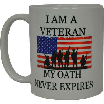 Military Veteran Coffee Mug - USA Flag Design, Oath Never Expires Gift
