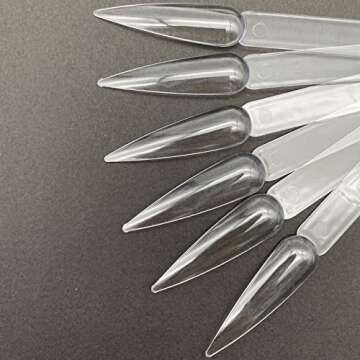 150Pcs Nail Swatch Sticks Stiletto, Nail Color Swatches for Display, Clear Nail Swatches with Ring, Nail Sample Sticks for Showing Nail Art