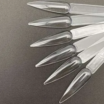 150Pcs Nail Swatch Sticks Stiletto, Nail Color Swatches for Display, Clear Nail Swatches with Ring, Nail Sample Sticks for Showing Nail Art