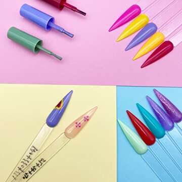 150Pcs Nail Swatch Sticks Stiletto, Nail Color Swatches for Display, Clear Nail Swatches with Ring, Nail Sample Sticks for Showing Nail Art