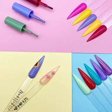 150Pcs Nail Swatch Sticks Stiletto, Nail Color Swatches for Display, Clear Nail Swatches with Ring, Nail Sample Sticks for Showing Nail Art