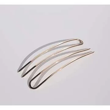 Kristin Ess French Pin Set of 2 - U Shaped French Hair Pins for Buns, Chignons, Wedding Updo Hairstyles and Top Knots - Hair Styling Accessories for Women - Gold