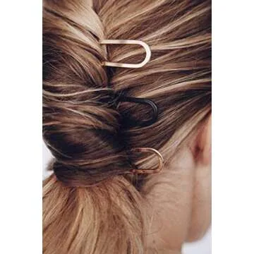 Kristin Ess French Pin Set of 2 - U Shaped French Hair Pins for Buns, Chignons, Wedding Updo Hairstyles and Top Knots - Hair Styling Accessories for Women - Gold