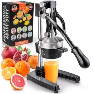 Zulay Kitchen Cast-Iron Orange Juice Squeezer - Heavy-Duty, Easy-to-Clean, Professional Citrus Juice...
