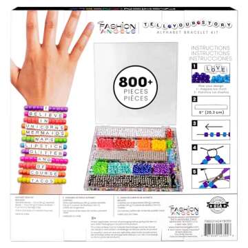 Fashion Angels Tell Your Story DIY Bead Set: Over 800 Charms & Alphabet Beads for Bracelet Making. Perfect Kids Bracelet Kit for Girls & Boys Aged 8-12. Craft Unique Personalized Jewelry - Ages 8+