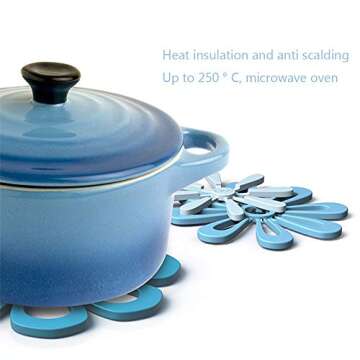 Silicone Trivet Mat Hot Pads for Kitchen Table & Counter up to 440°F Heat Resistant Non-Slip Trivets Set of 3