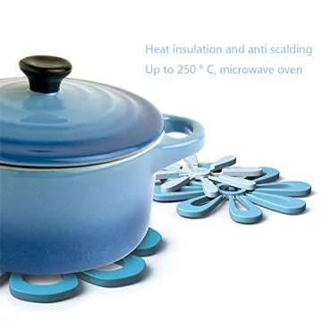 Silicone Trivet Mat Hot Pads for Kitchen Table & Counter up to 440°F Heat Resistant Non-Slip Trivets Set of 3