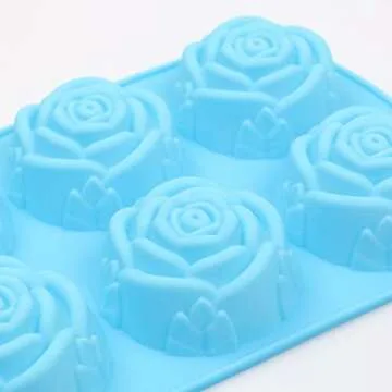 homEdge 6-Cavity Silicone Flowers Shaped Mold, Set of 3PCS Non Stick Silicone Jumbo Rose Mold for Candy Chocolate Jelly, Ice Cube – Roses