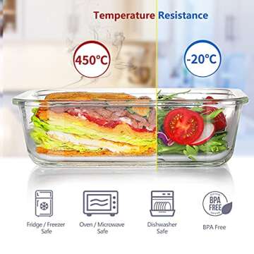 SveBake 12 Pack Glass Meal Prep Containers, Food Storage Containers with Lids Airtight, Glass Bento Boxes, Microwave, Oven, Freezer and Dishwasher Safe