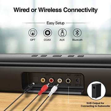 RIOWOIS Sound Bar for TV with Bluetooth Connectivity