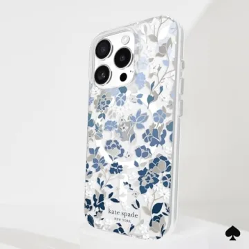 kate spade new york iPhone 16 Pro Case - Compatible with MagSafe - Designer Phone Case - Flowerbed Blue Gems