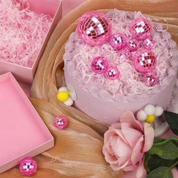 PEUTIER 12pcs Disco Ball Cake Toppers for Parties