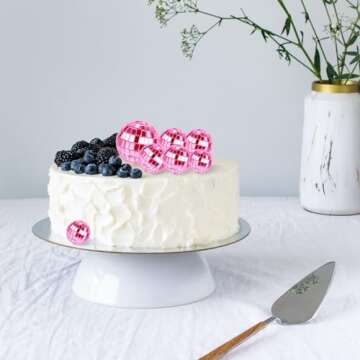 PEUTIER 12pcs Disco Ball Cake Toppers for Parties