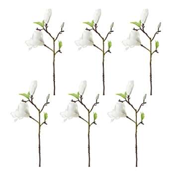 Elegant 6 Stems Artificial Magnolia Flowers for Home Decor