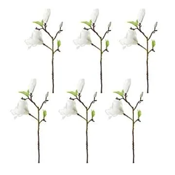 Elegant 6 Stems Artificial Magnolia Flowers for Home Decor