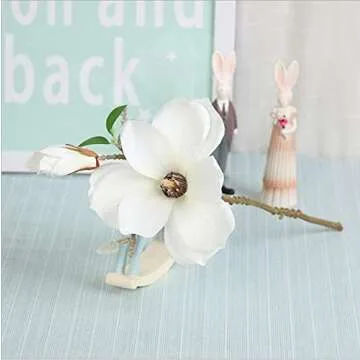 Elegant 6 Stems Artificial Magnolia Flowers for Home Decor