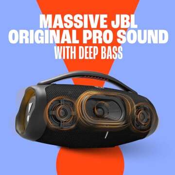 JBL Boombox 3 Black Portable Bluetooth Speaker with Massive Sound, Deepest Bass, IPX7 Waterproof, 24H Playtime, PartyBoost