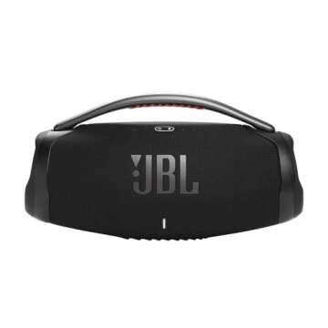 JBL Boombox 3 Black Portable Bluetooth Speaker with Massive Sound, Deepest Bass, IPX7 Waterproof, 24H Playtime, PartyBoost