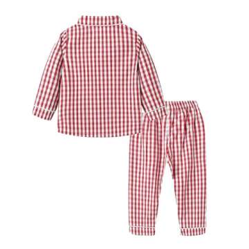 Mud Kingdom Toddler Pajamas for Girls Boys Kids Clothes Sets Button Down Lattice 100% Cotton Sleepwe...
