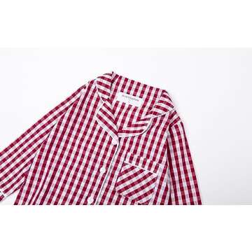 Mud Kingdom Toddler Pajamas for Girls Boys Kids Clothes Sets Button Down Lattice 100% Cotton Sleepwear Red 4T