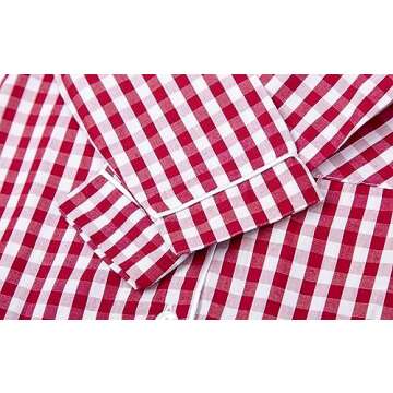 Mud Kingdom Toddler Pajamas for Girls Boys Kids Clothes Sets Button Down Lattice 100% Cotton Sleepwear Red 4T