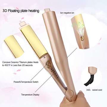 2 in 1 Curling and Straightening Iron - Gold Style