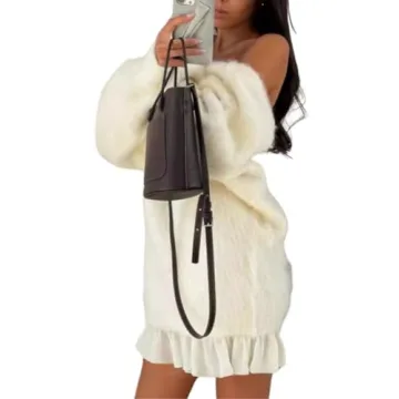 Fashionable colarat Women's Oversized Fuzzy Knitted Sweater