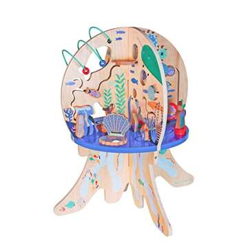 Manhattan Toy Deep Sea Adventure Wooden Toddler Activity Center with Clacking Clams, Spinning Gears,...