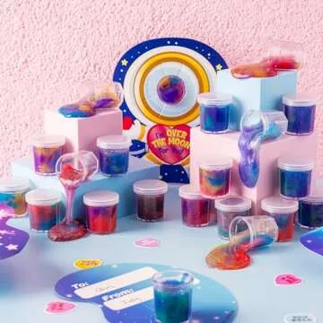 JOYIN 30 Packs Valentines Day Gift Cards with Galaxy Slime Stress Relief Fidget Toy for Kids Party Favor, Classroom Exchange Prizes, Valentine Party Favors, Greeting Cards