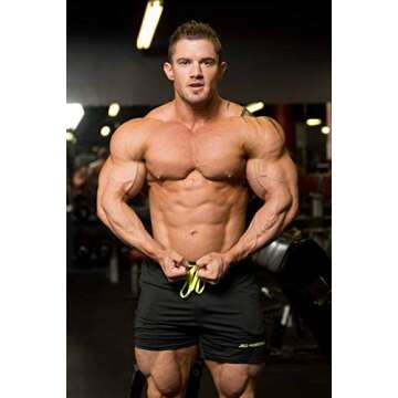 Men's Fitted Shorts Bodybuilding Workout Gym Running Tight Lifting Shorts Pants, Large, Black