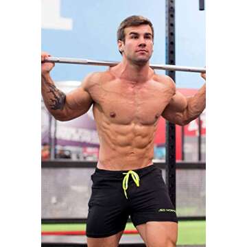 Men's Fitted Shorts Bodybuilding Workout Gym Running Tight Lifting Shorts Pants, Large, Black