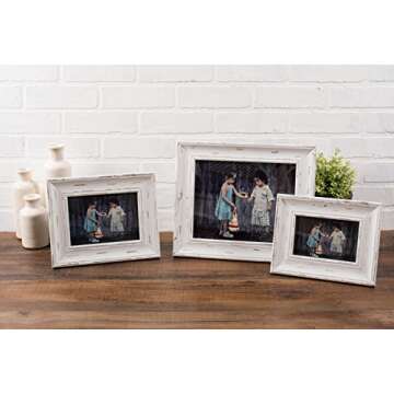 DII Distressed Wooden Picture Frame Collection Rustic Farmhouse Inspired, 5x7, White