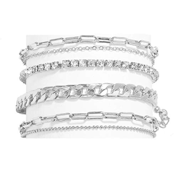 Nanafast 4-6PCS Ankle Bracelets Set for Women Gold Boho Beach Anklet Chain Adjustable Foot Jewelry