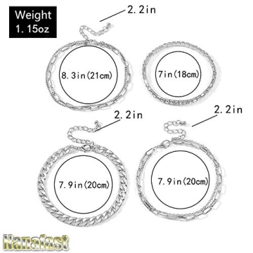 Nanafast 4-6PCS Adjustable Gold Ankle Bracelets Set