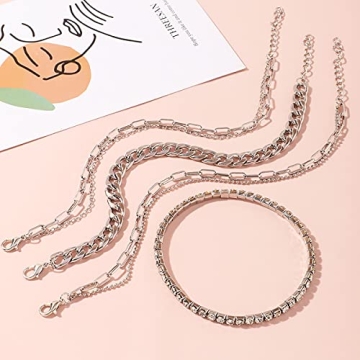 Nanafast 4-6PCS Adjustable Gold Ankle Bracelets Set