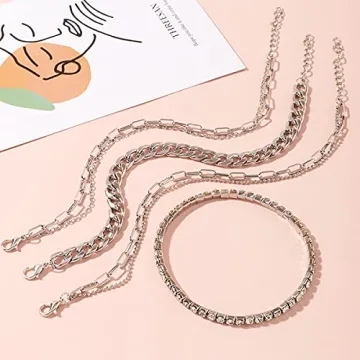 Nanafast 4-6PCS Adjustable Gold Ankle Bracelets Set