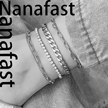 Nanafast 4-6PCS Adjustable Gold Ankle Bracelets Set