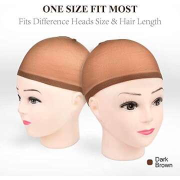 MORGLES 20 Pcs Brown Stocking Caps for Wigs Stretchy Nylon Wig Caps for Women Men