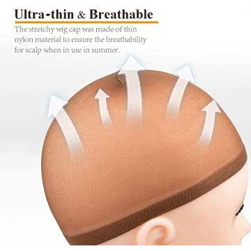 MORGLES 20 Pcs Brown Stocking Caps for Wigs Stretchy Nylon Wig Caps for Women Men