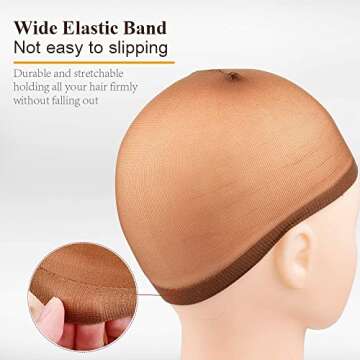 MORGLES 20 Pcs Brown Stocking Caps for Wigs Stretchy Nylon Wig Caps for Women Men