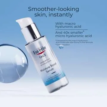 Eucerin Face Immersive Hydration Moisture Boost Face Serum, Ultra-Lightweight Hyaluronic Acid Serum Smooths Fine Lines and Wrinkles, 1 Fl Oz Bottle