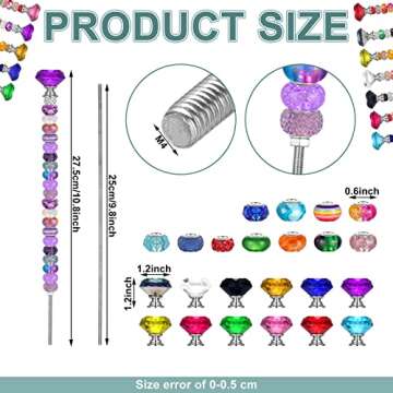 Tigeen 236 Pcs Garden Stake DIY Fairy Wand Plant Stake with 12 Colorful Crystal Stopper Top 12 Threa...