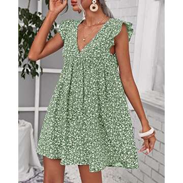 Boho Floral Summer Dress for Women - Ruffle Beach Style