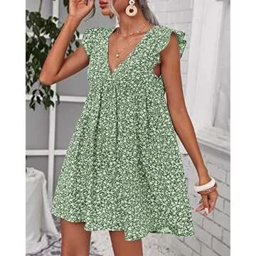 Boho Floral Summer Dress for Women - Ruffle Beach Style