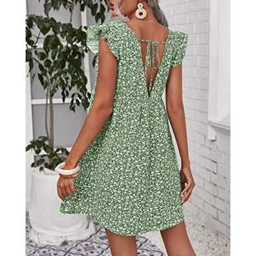 Boho Floral Summer Dress for Women - Ruffle Beach Style